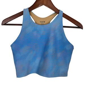 Old Navy Blue Print Active Powersoft Sports Bra Crop Top Girls XL Shelf Bra